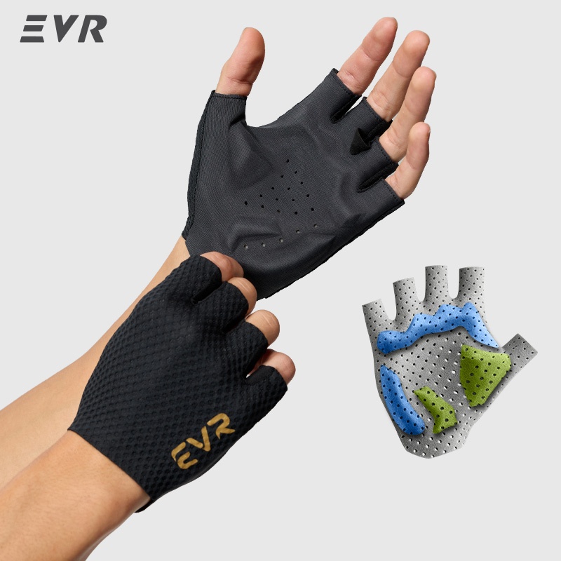 EVR ถุงมือปั่นจักรยานแบบครึ่งนิ้ว ใช้ได้ทั้งชายหญิง แผ่นรองฝ่ามือ Palm อิตาลี ลดแรงกระแทก กันลื่น ระบายอากาศดี MTB เสือหมอบ