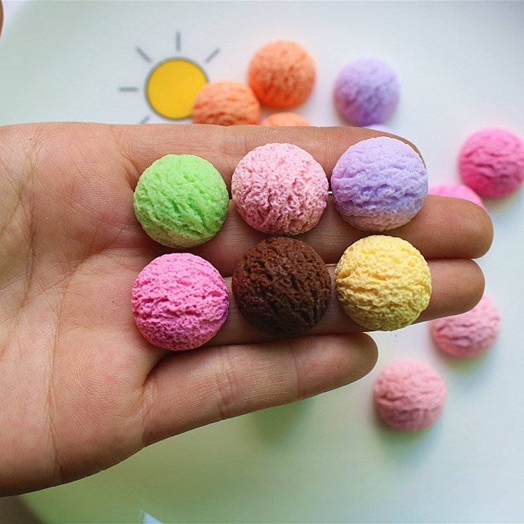10 ชิ้น/เซ็ต Kawaii Ice Cream Scoop เรซิ่น Cabochon อาหารปลอม DIY Decoden ครีมกาวเคสโทรศัพท์ตู้เย็นแ