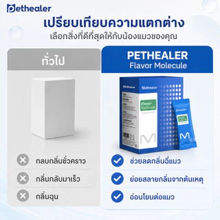PETHEALER Flavor Molecule ตัวช่วยลดกลิ่นทรายแมว กลิ่นกระบะทรายแมว แบบซอง 1 กล่อง 20 ซอง พร้อมส่งในไทย