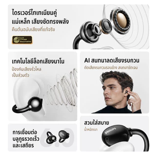 2026 ใหม่ Philips TAT3469 ชุดหูฟังไร้สายบลูทู ธ 5.4+ HD ลดเสียงรบกวนเสียงดี IPX4 กันน้ำพร้อมไมโครโฟนแบบพกพาสำหรับ Android / iOS