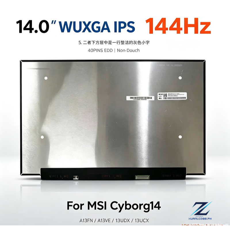 14 "WUXGA 144Hz หน้าจอ LCD สําหรับ MSI Cyborg 14 A13VF A13VE A13UDX A13UCX เปลี่ยนแผง 1920*1200