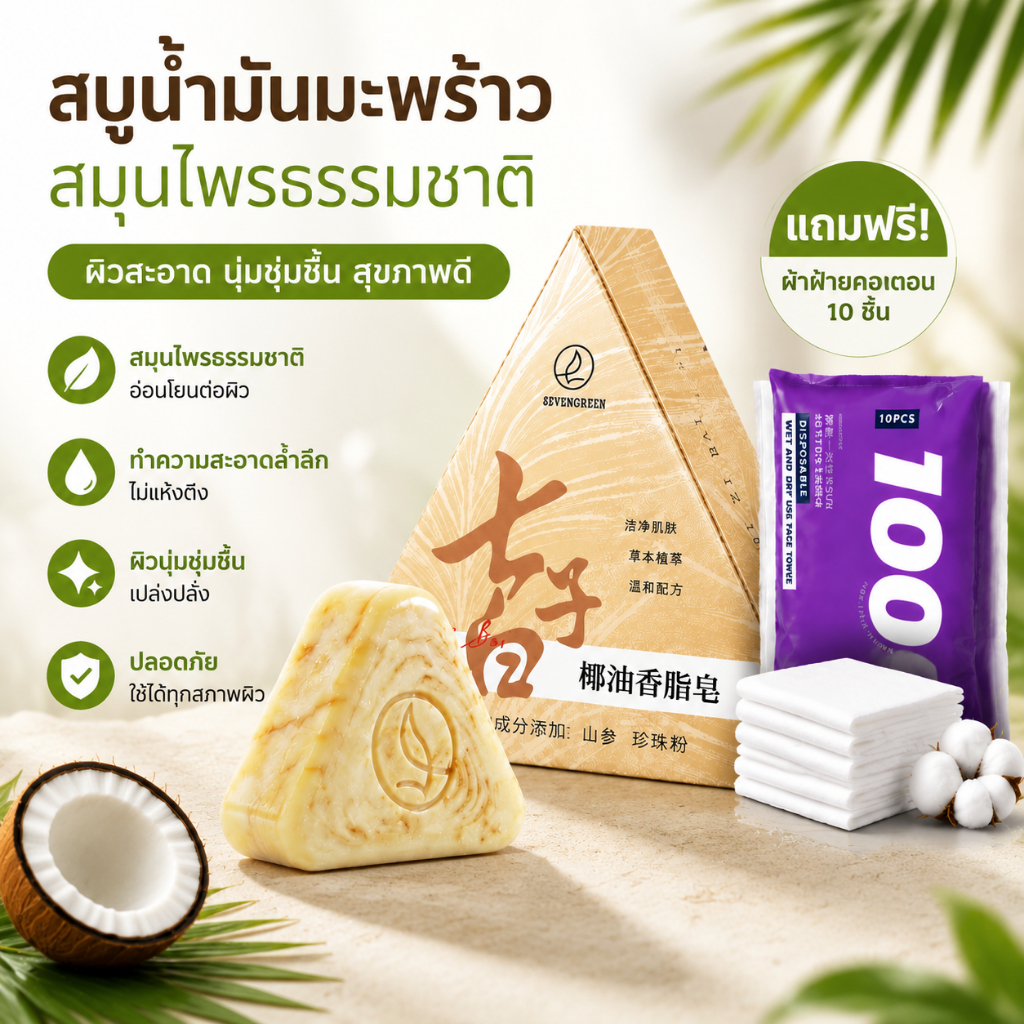 [สินค้าของแท้พร้อมสต็อก] เซเว่นกรีน เซเว่นกรีน สบู่ทําความสะอาดสีขาวสบู่ล้างหน้าแม้แต่สีผิวสบู่ล้างหน้าไวท์เทนนิ่งฟื้นฟูผิวควบคุมน้ํามันกําจัดไร MFT3