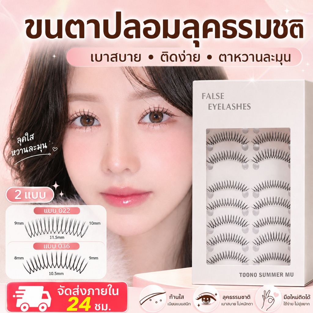 【ส่งสินค้าใน 24 ชั่วโมง】10 คู่ตาโต นางฟ้าธรรมชาติมังงะรูปตัว U ขนตาปลอมแต่งตาเกาหลี