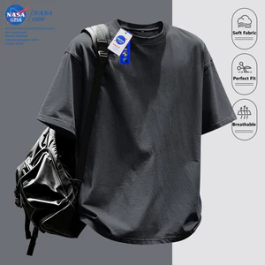 NASA เสื้อยืดชายหญิงแขนสั้น สไตล์ลำลอง summer เสื้อยืดเปล่า t-shirt แบบหลวม คอกลม ยับยากไม่ต้องรีด