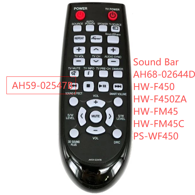 Samsung AH59-025447B รีโมทคอนโทรลสําหรับ Samsung Sound Bar AH68-02644D-00 HW-F450 HW-F450ZA HW-FM45 