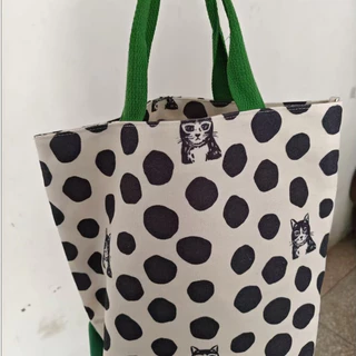 [Ready Stock] Polka Dot กระเป๋าถือแฟชั่นกระเป๋าผ้าใบความจุขนาดใหญ่ Casual All-Match Commuter Bag