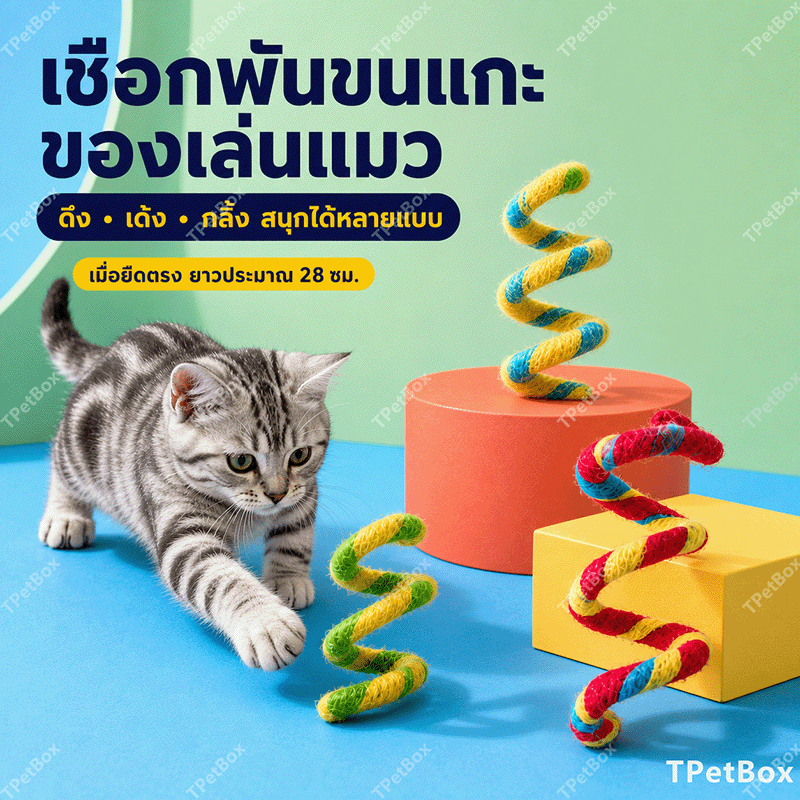 พร้อมส่ง! 2in1 ของเล่นแมวเชือกขนแกะขนาดใหญ่ พร้อมสปริง แมวเล่นเองได้ แก้เบื่อ เสริมพัฒนาการด้านการดมกลิ่น ช่วยขัดฟัน ไม่สำลัก ทนทาน ปลอดภัย