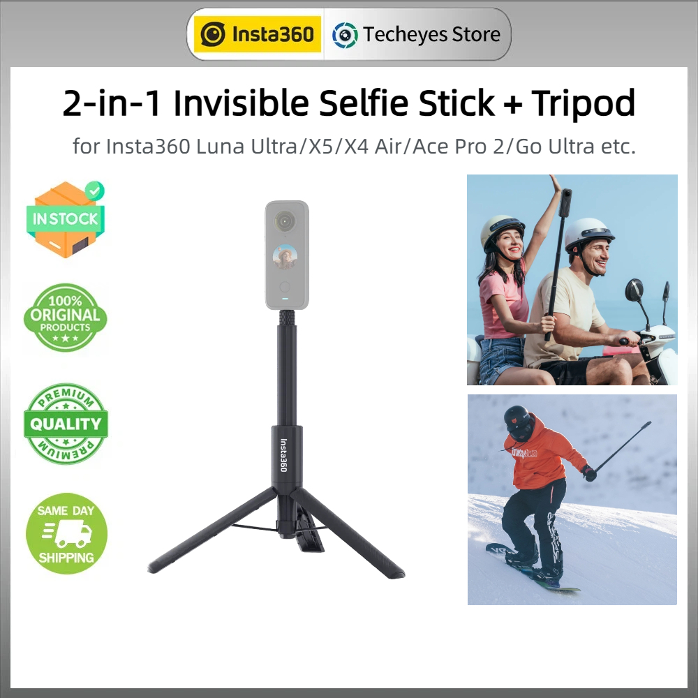 Insta360 2-in-1 ไม้เซลฟี่ที่มองไม่เห็น + ขาตั้งกล้องสําหรับ Insta360 Luna Ultra/GO Ultra/X6/X5/X4/Ac