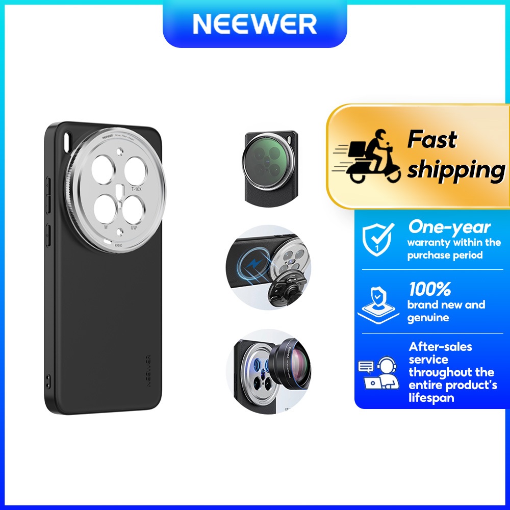 NEEWER PA195 เคสสําหรับ vivo X300 Ultra, สีดําเงิน, เลนส์ 17 มม. และอะแดปเตอร์ฟิลเตอร์ 67 มม.