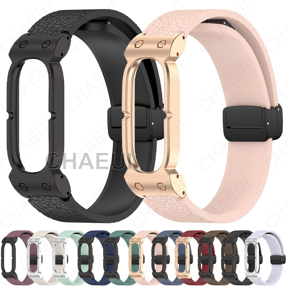 สายรัดซิลิโคนพร้อมเคสโลหะอุปกรณ์เสริมสายรัดข้อมือสร้อยข้อมือสําหรับ Google Fitbit Air