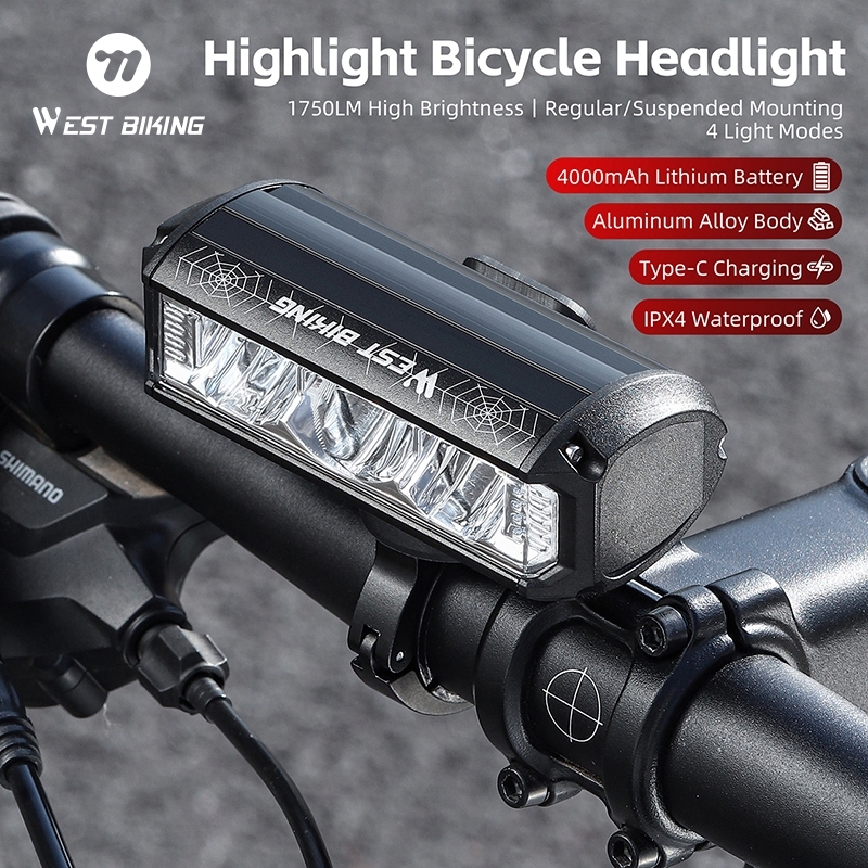 WEST BIKING จักรยานไฮไลท์จักรยานด้านหน้า 1750 Lumens Dual-ใช้ไฟหน้า/Hosting Type-C ชาร์จ IPX4 ไฟฉายกันน้ํา — صورة 2