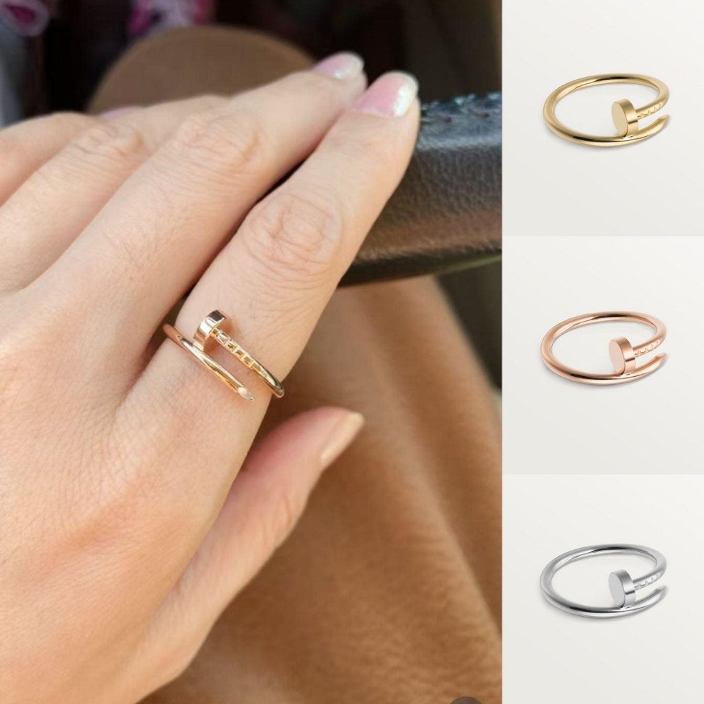 PawnableJose un Clou แหวนทองเล็บ 18K สําหรับผู้ชายและผู้หญิง AU750 อุปกรณ์เสริมลําลองมีสไตล์สําหรับส