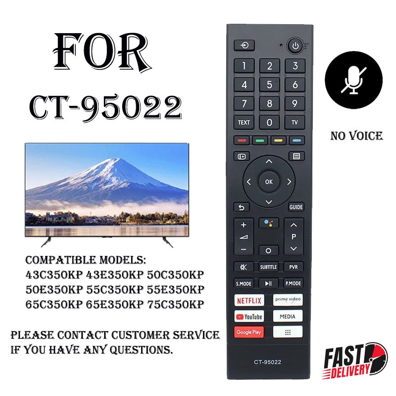 ใหม่ CT-95022 สําหรับ Tos/hiba TV ไม่มีเสียงรีโมทคอนโทรล 43C350KP 43E350KP 50C350KP