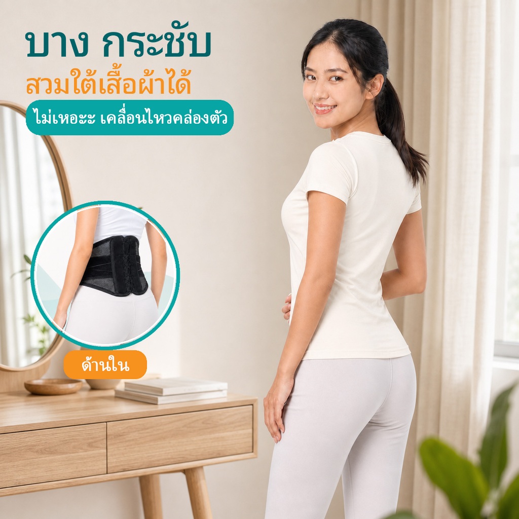 【UniHey】สายรัดลดปวด เข็มขัดเอวแบบปรับเชือกซ่อน รูปที่ 6