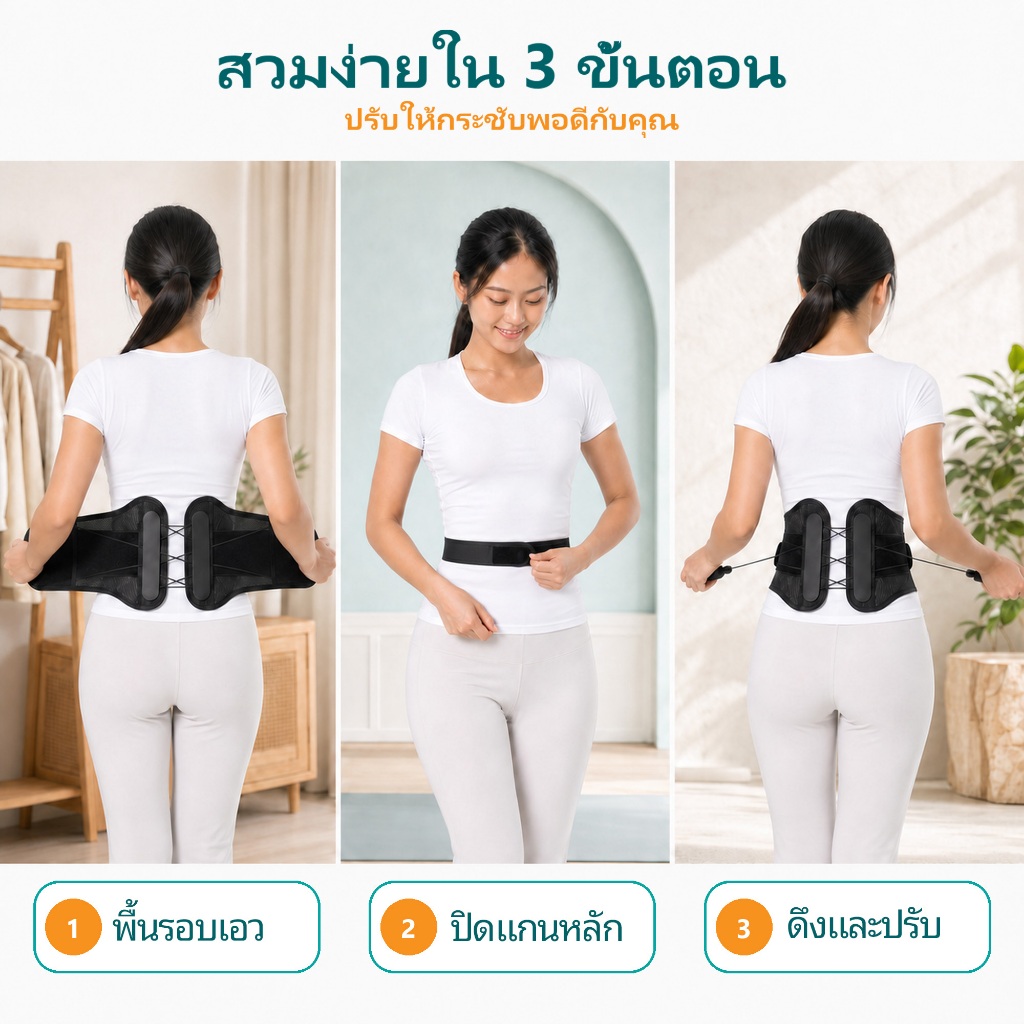 【UniHey】สายรัดลดปวด เข็มขัดเอวแบบปรับเชือกซ่อน รูปที่ 8