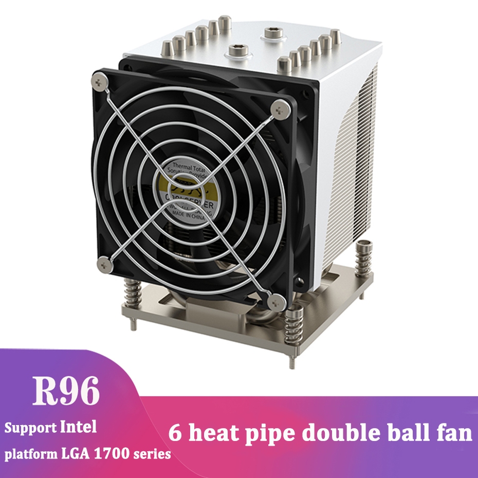 COOLSERVER R96 4U Server CPU Cooler 6 Heatpipe PWM พัดลมฮีทซิงค์สูง TPP หม้อน้ําสําหรับ Intel LGA170