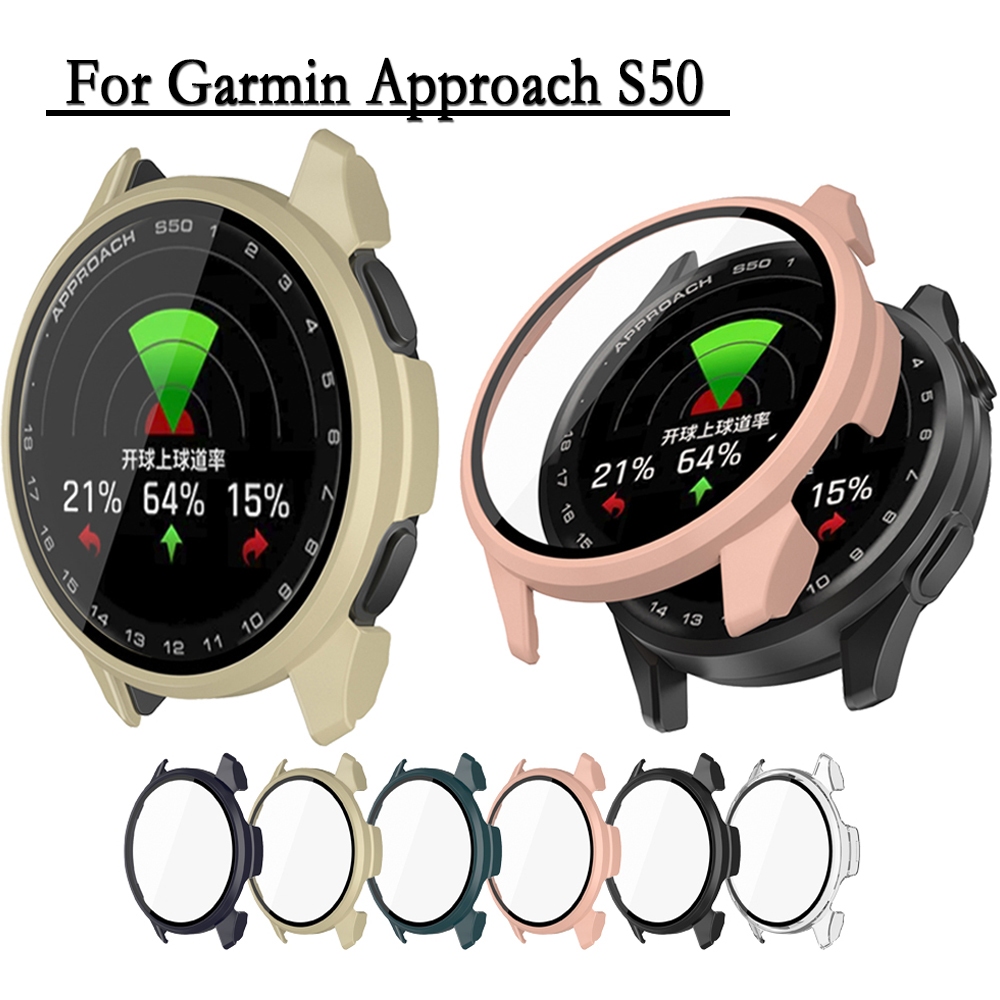 สําหรับ Garmin Approach S50 ป้องกันฟิล์มกระจกนิรภัยสําหรับ Garmin Approach S50 ฝาครอบ 2-in-1 นาฬิกาต