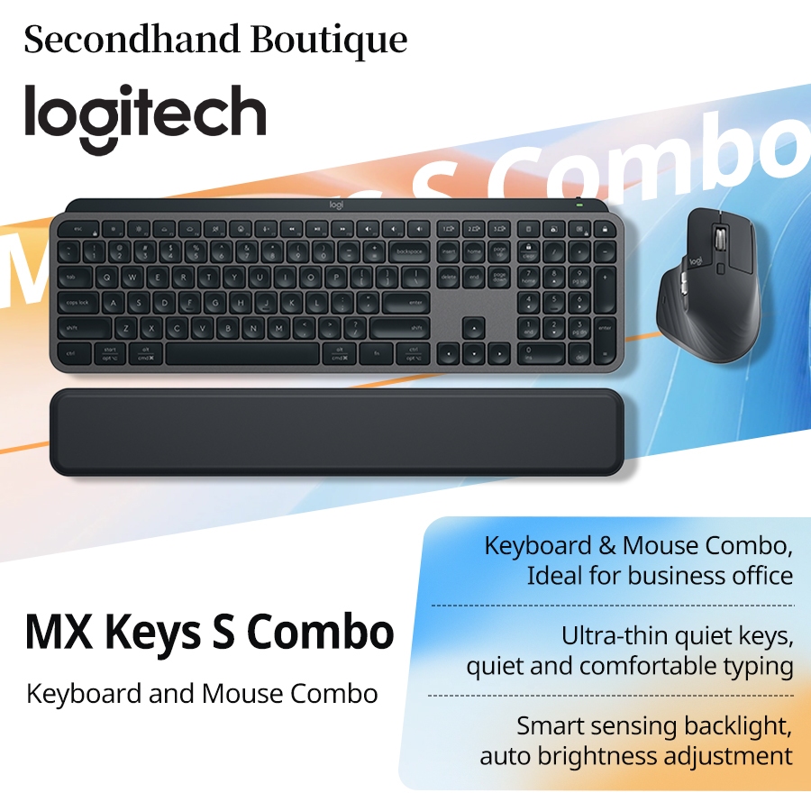 ชุดเมาส์คีย์บอร์ด Logitech MX Keys S Combo Graphite Black [920-011619】