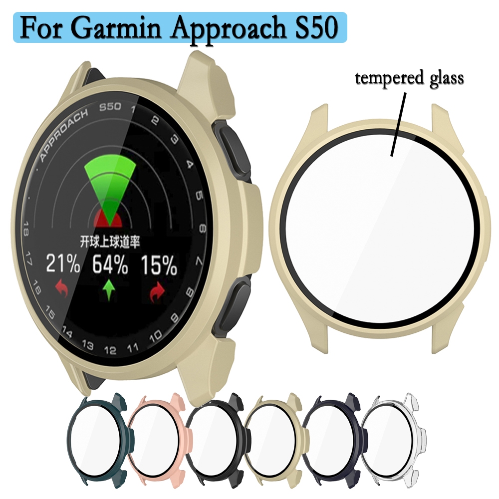 นาฬิกาสําหรับ Garmin Approach S50 พร้อมฟิล์มป้องกันหน้าจอ 2-in-1 นาฬิกา + กระจกนิรภัยสําหรับ Approac