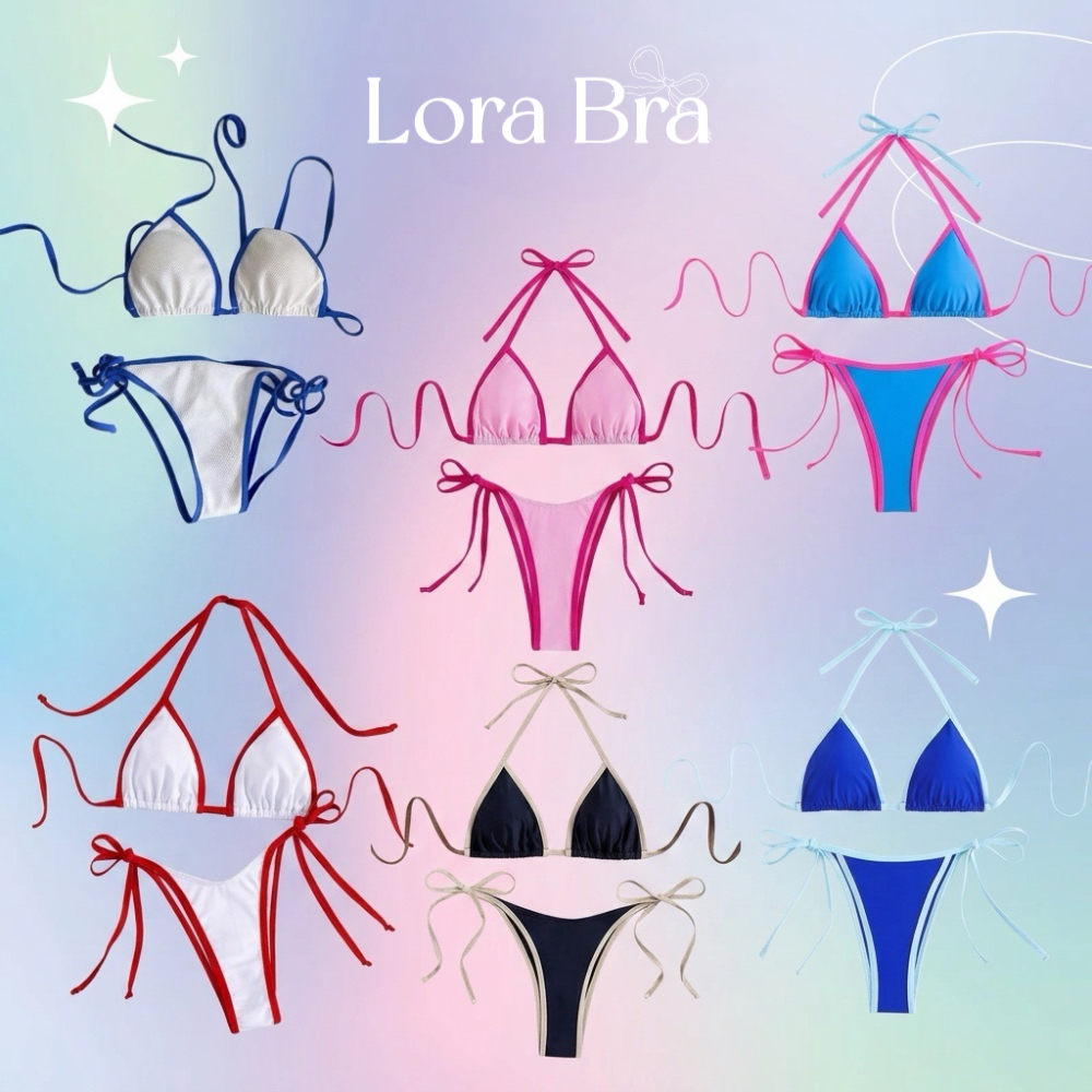 🤍ส่งไวจากไทย🤍บิกินี่ทูพีช สองสีชุดว่ายน้ำ Bikini Sexy ทรงสามเหลี่ยม ผูกคอ ผูกข้าง ชุดว่ายน้ำไปทะเล