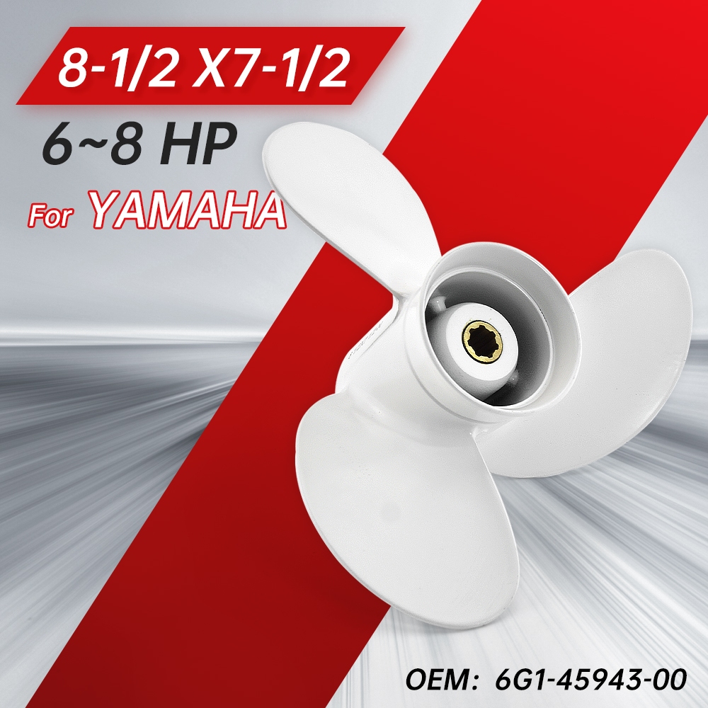 8 1/2x7 1/2 ใบพัดนอกสําหรับ Yamaha 6-9.9HP 2/4 จังหวะ F6 F8 F9.9, 7 ฟัน Spline 3 ใบมีดอลูมิเนียมเรือ