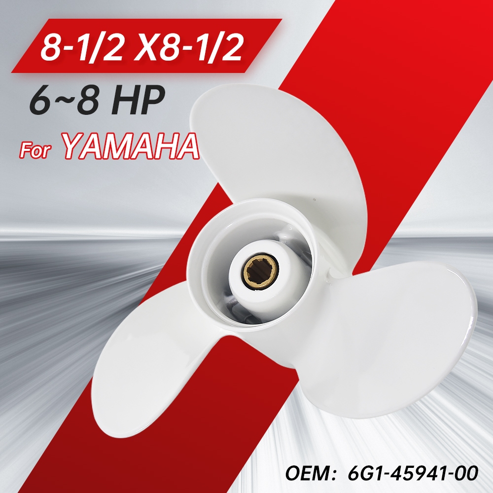 8 1/2x8 1/2 -N ใบพัดนอกสําหรับ Yamaha 6-9.9HP 2/4 จังหวะ F6 F8 F9.9, 7 ฟัน Spline 3 ใบมีด RH อลูมิเน