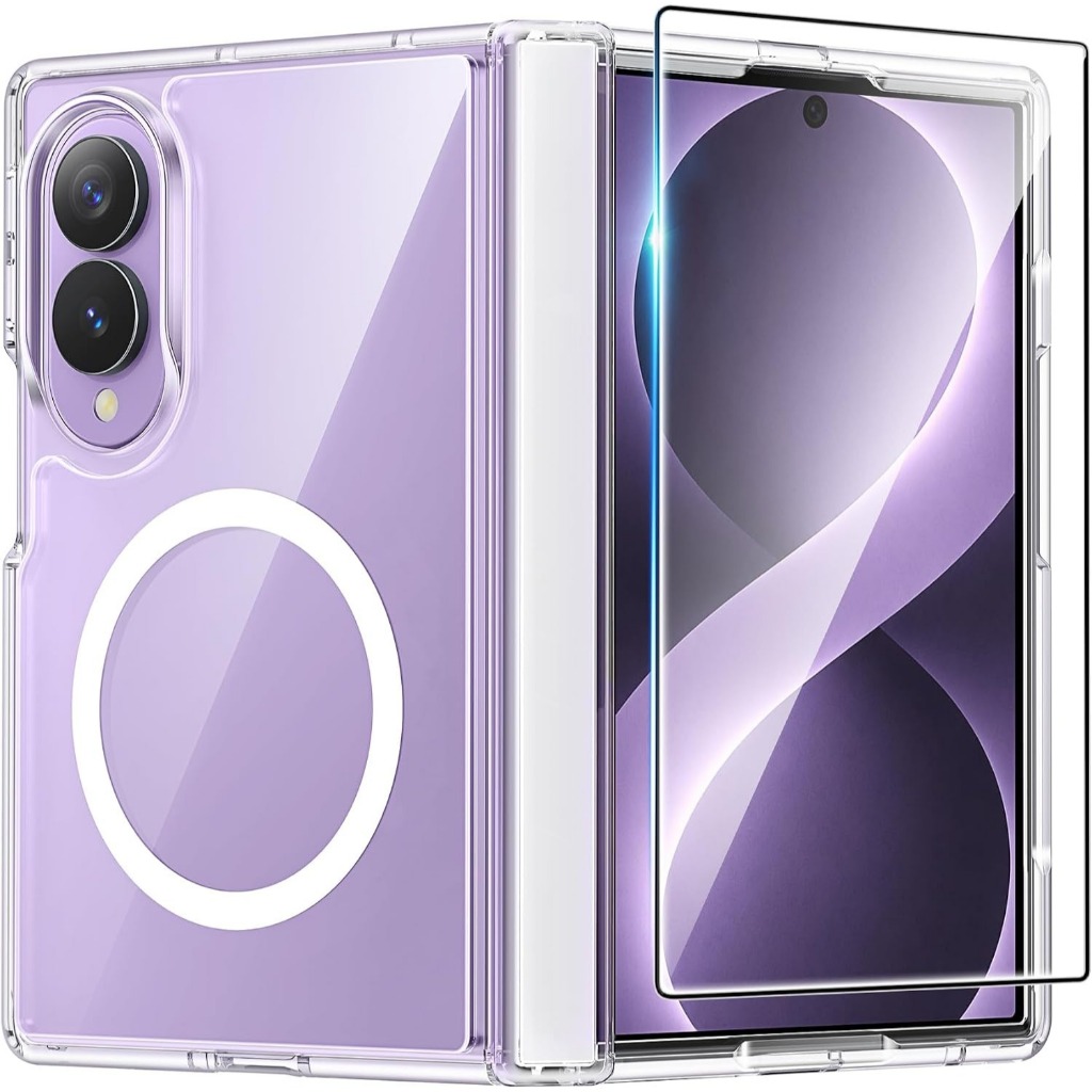 SAMSUNG [ป้องกันบานพับ + ตัวป้องกันหน้าจอ] สําหรับ ซัมซุง กาแลคซี Samsung Galaxy Z Fold 8 ปลอกป้องกันสีเหลืองกันกระแทกแม่เหล็กเคสโทรศัพท์ปก
