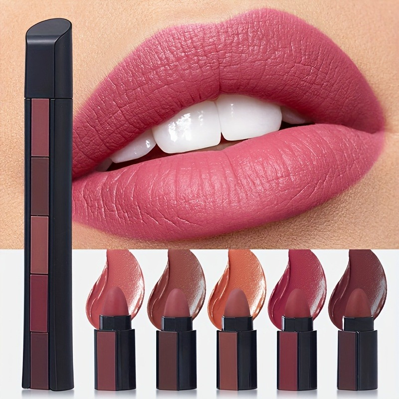 5 In 1 Matte ลิปสติก Velvet Mist Lip Stick Super Smooth ติดทนนาน Non-stick Cup Mini 5pcs Lip Tint ลิปสติก