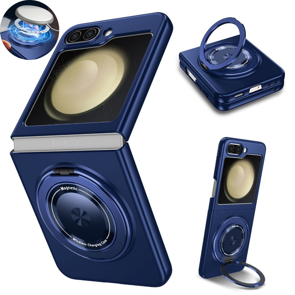 360°- ขาตั้งหมุนได้องศาเหมาะสําหรับเคส Samsung Galaxy Z Flip 8 เคส ZFlip4 ฝาครอบป้องกันแม่เหล็ก Flip345678