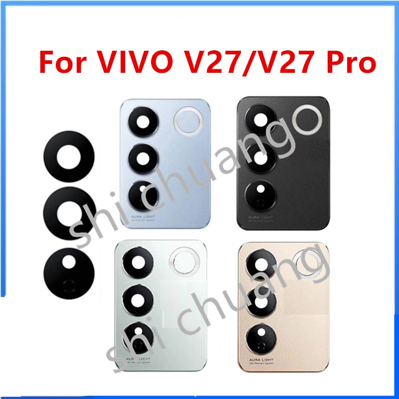 เลนส์กล้องด้านหลังด้านหลังสําหรับ VIVO V27/V27 Pro ฝาครอบกล้องหลักพร้อมกรอบ Bezel เปลี่ยน V2231 V224
