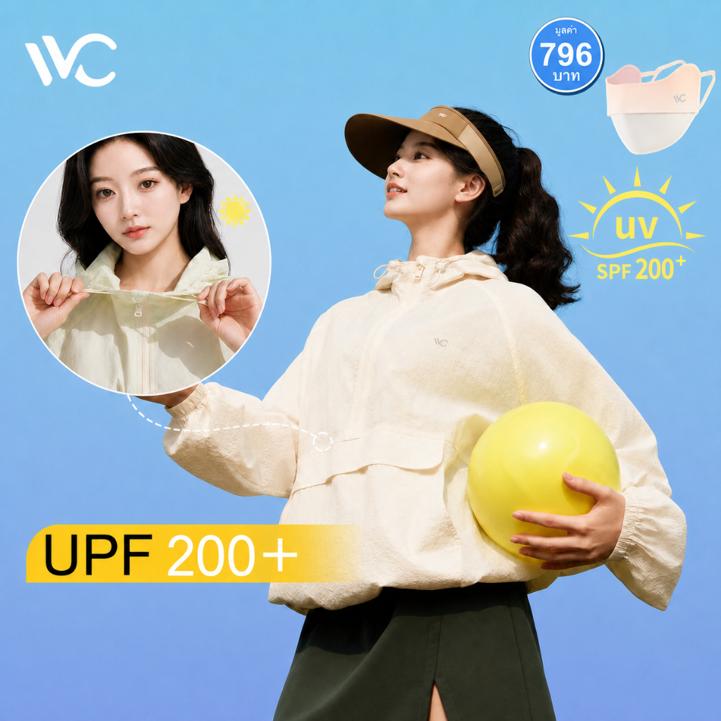 【พร้อมส่งภายในวันที่สั่ง 】VVC AirFlow Lite UV Cooling Jacket เสื้อฮู้ดกันแดดรุ่นเบาสบาย - ผ้าซิลค์เย