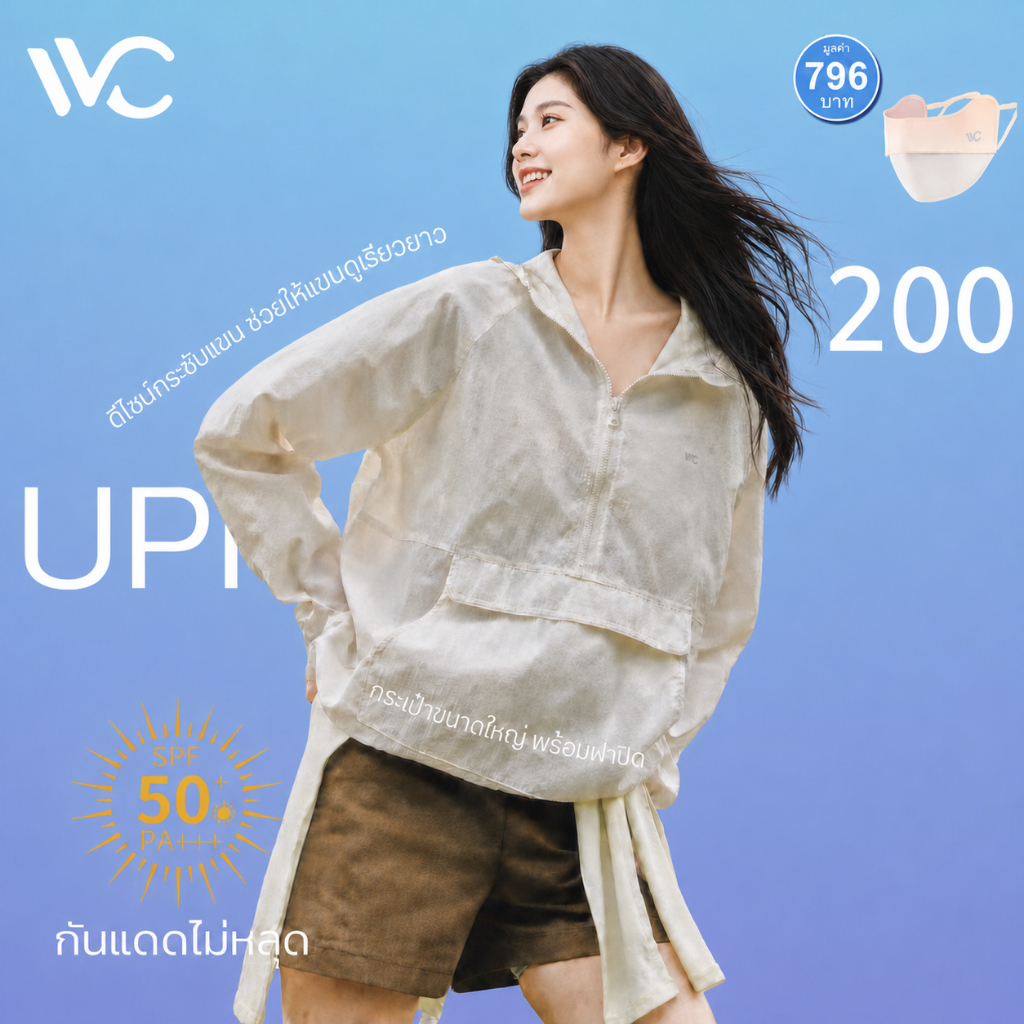 【พร้อมส่งภายในวันที่สั่ง】VVC AirFlow Lite UV Cooling Jacket เสื้อฮู้ดกันแดดรุ่นเบาสบาย เสื้อกันแดดเย็น - ผ้าซิลค์เย็น ระบายอากาศดี ใส่คู่กันได้ UV UPF200+ เหมาะสำหรับสายออกกำลังกาย สายลุย สายแฟชั่น