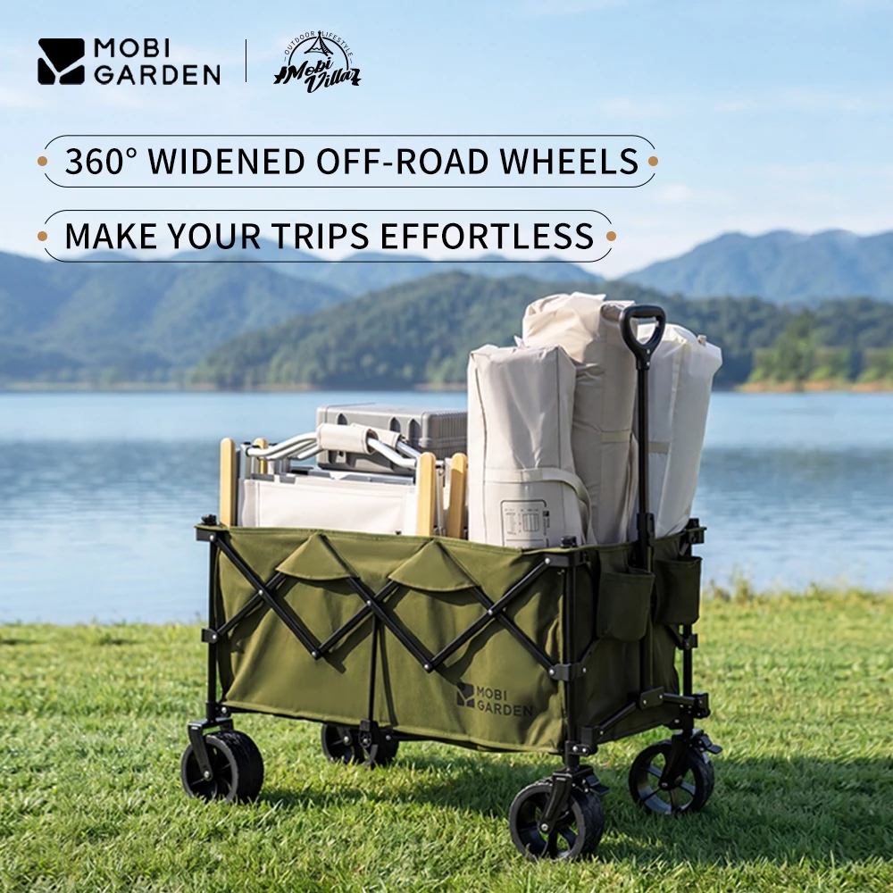 MOBI GARDEN รถเข็นพับได้ ขนาดใหญ่ 190L 340L ลิตร สําหรับตั้งแคมป์ ช้อปปิ้ง กลางแจ้ง