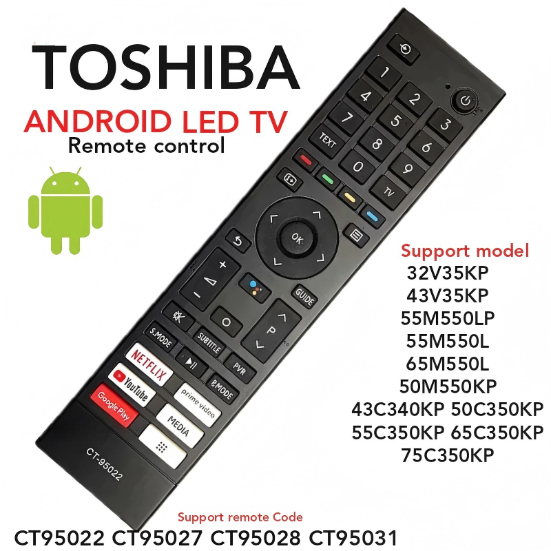 Universal สําหรับ Toshiba Android สมาร์ททีวีรีโมทคอนโทรล 55M550LP 43C350KP 32V35KP CT95022 CT-95022