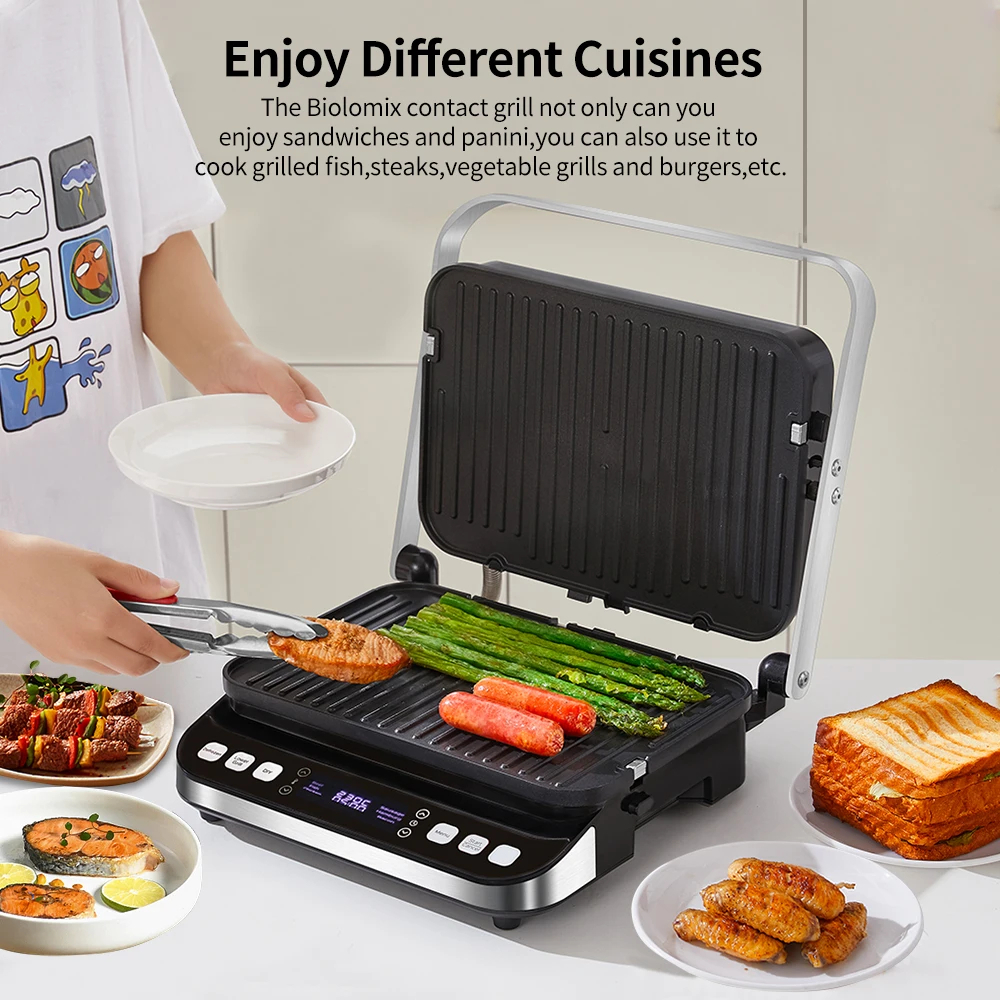 Biolomix เครื่องปิ้งขนมปัง เตาย่างไฟฟ้า 2200W เครื่องทําวาฟเฟิล เครื่องทําแซนวิช พร้อมส่ง