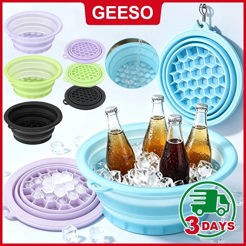 GEESO อ่างล้างหน้าซิลิโคนพับได้ Face Ice Bath พกพาง่าย กระชับผิวหน้า ทำความสะอาดผิวหน้าได้ Foldable Silicone Face Ice Bath Bowl Portable Skin Tightening Facial Cleansing Basin 折叠冰敷脸盆