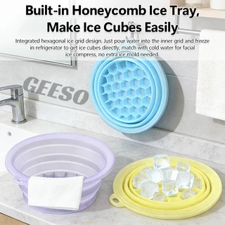 GEESO อ่างล้างหน้าซิลิโคนพับได้ Face Ice Bath พกพาง่าย กระชับผิวหน้า ทำความสะอาดผิวหน้าได้ Foldable Silicone Face Ice Bath Bowl Portable Skin Tightening Facial Cleansing Basin 折叠冰敷脸盆