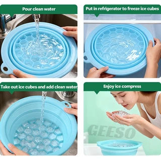 GEESO อ่างล้างหน้าซิลิโคนพับได้ Face Ice Bath พกพาง่าย กระชับผิวหน้า ทำความสะอาดผิวหน้าได้ Foldable Silicone Face Ice Bath Bowl Portable Skin Tightening Facial Cleansing Basin 折叠冰敷脸盆