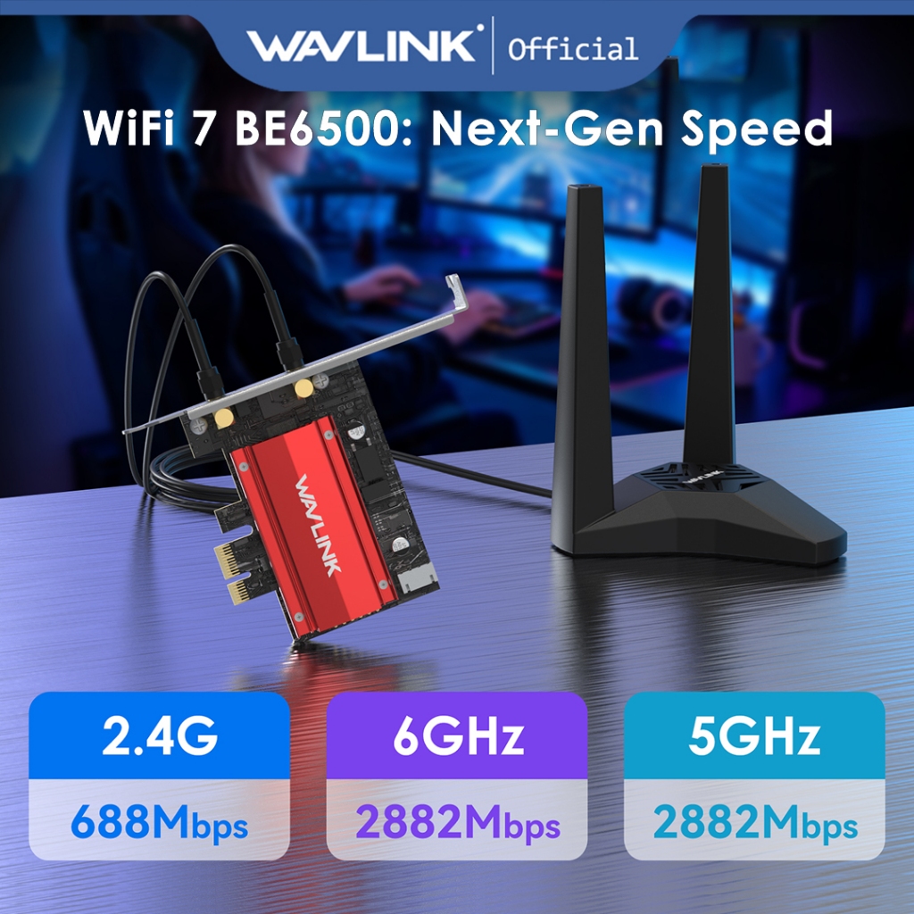 Wavlink WIFI7 BE6500 6500Mbps 2.4g 5g 6g USB 3.0 อะแดปเตอร์ไร้สายรองรับบลูทูธ 5.4 สําหรับหน้าต่าง 10