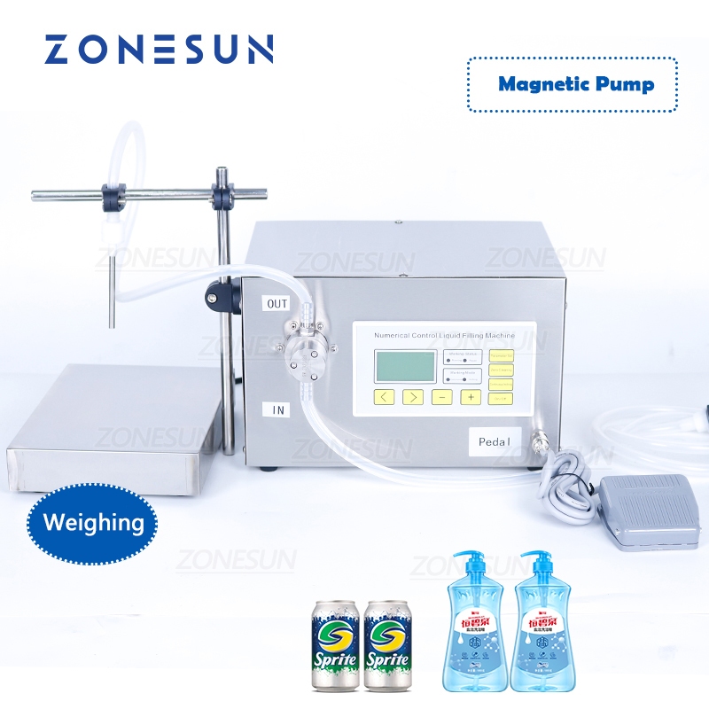 ZONESUN ZS-MP251W ปั๊มแม่เหล็กของเหลวชั่งน้ําหนักเครื่องบรรจุ 50-3500ml ขวดฟิลเลอร์สําหรับน้ํามันเคม