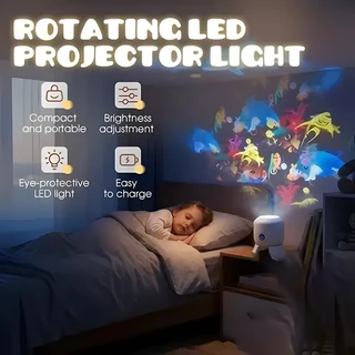 โคมไฟโปรเจคเตอร์ LED หมุนได้ [ลายสัตว์ทะเล/เกล็ดหิมะ/คริสต์มาส] ไฟแต่งห้องนอนบรรยากาศดี ปลั๊ก USB ของขวัญเทศกาลสุดประทับใจ