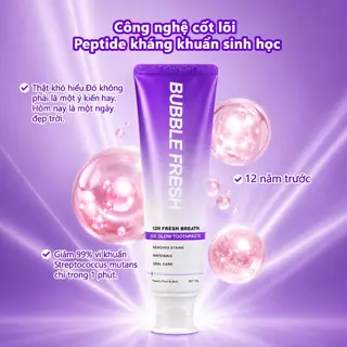 BUBBLE FRESH ยาสีฟัน กลิ่นเสาวรสมินต์ 100 กรัม ปกป้องเหงือก ลมหายใจหอมสดชื่น ดูแลช่องปาก ป้องกันฟันผุ ทําความสะอาดช่องปากอย่างล้ําลึก