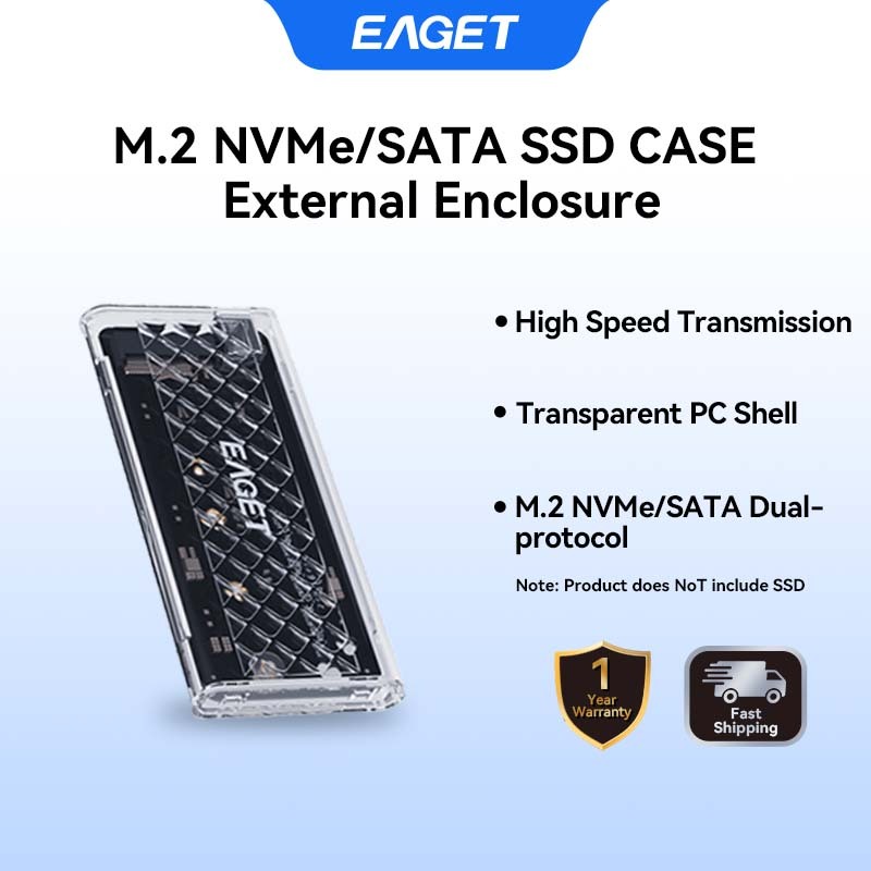 EAGET SE160D M.2 NVMe/SATA SSD ตู้ภายนอก 10Gbps 4TB