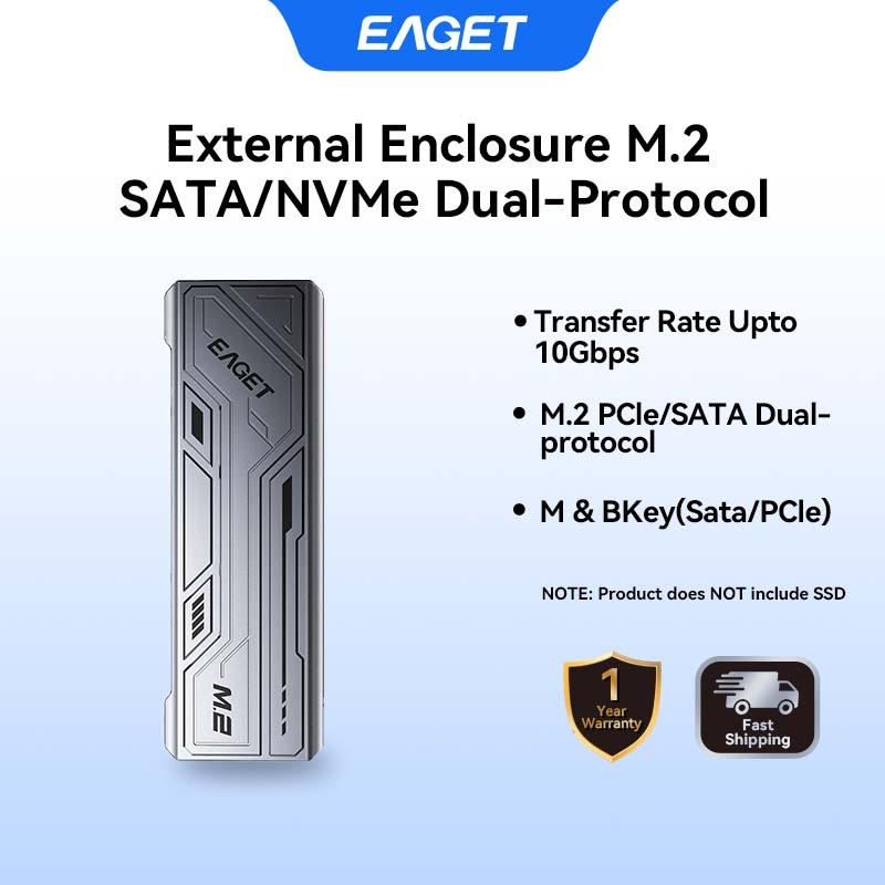 EAGET SE920D M.2 NVMe/SATA SSD ตู้ภายนอก 10Gbps 4TB
