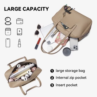BOSTANTEN Speedy Bag กระเป๋าสะพายไหล่ผู้หญิง หนัง PU Tote Bag กระเป๋าใบใหญ่ จุของเยอะ อเนกประสงค์ สไตล์เกาหลี เรียบหรู Work Daily