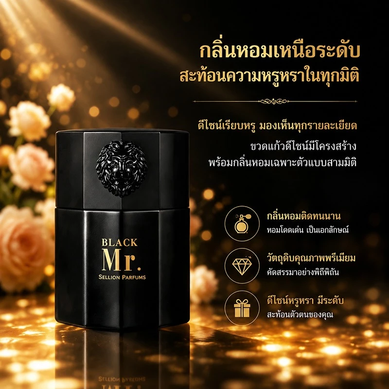 ซาลิออน แบล็ค นาย. Men Eau de Parfum, Luxury Lion Head Black Bottle Long Lasting Woody Fragrance, กล่องของขวัญน้ําหอมพรีเมี่ยมสําหรับแฟนสามี, สูทสําหรับ Office Dating Business Tra
