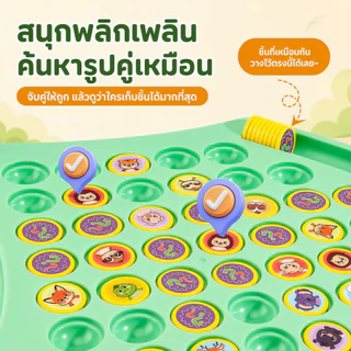 ((สต๊อกไทยพร้อม🇹🇭) เกมกระดานหมากรุกจับคู่ ขว้างเหรียญจับคู่ สัตว์และผลไม้ หมวดหมู่.ที หน่วยความจําทดสอบ ส่งเสริมการพัฒนาของเด็ก เกมผู้เล่น 2-4