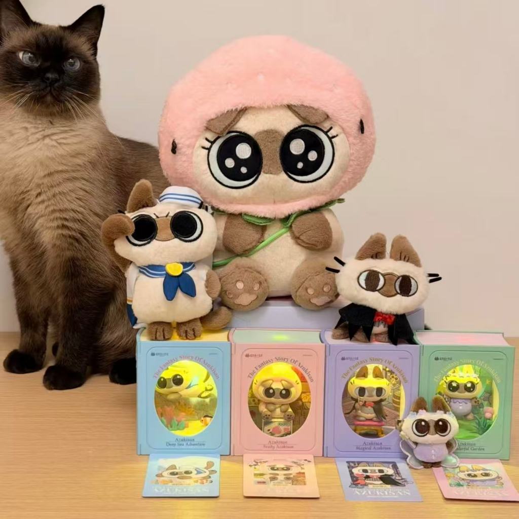 Azuki Cat กล่องตาบอดโคมไฟกลางคืนแมวน่ารัก Azukisan ตัวเลขการกระทําของเล่นของขวัญสําหรับเพื่อน