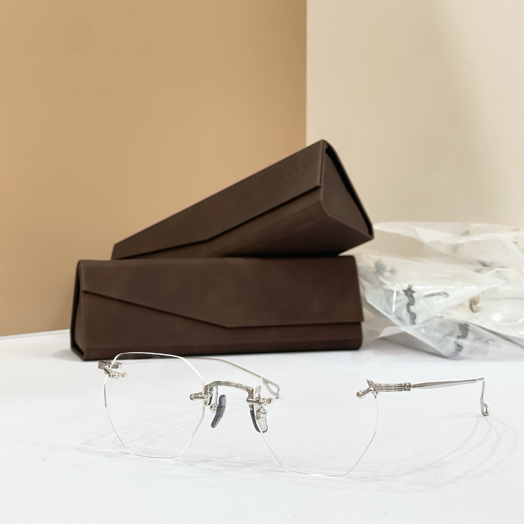 [คุณภาพสูง] 999.9 แว่นตา TW-20T Pure Titanium Frameless Polygonal แฟชั่นกรอบแว่นตากรอบออปติคอลเหมาะส