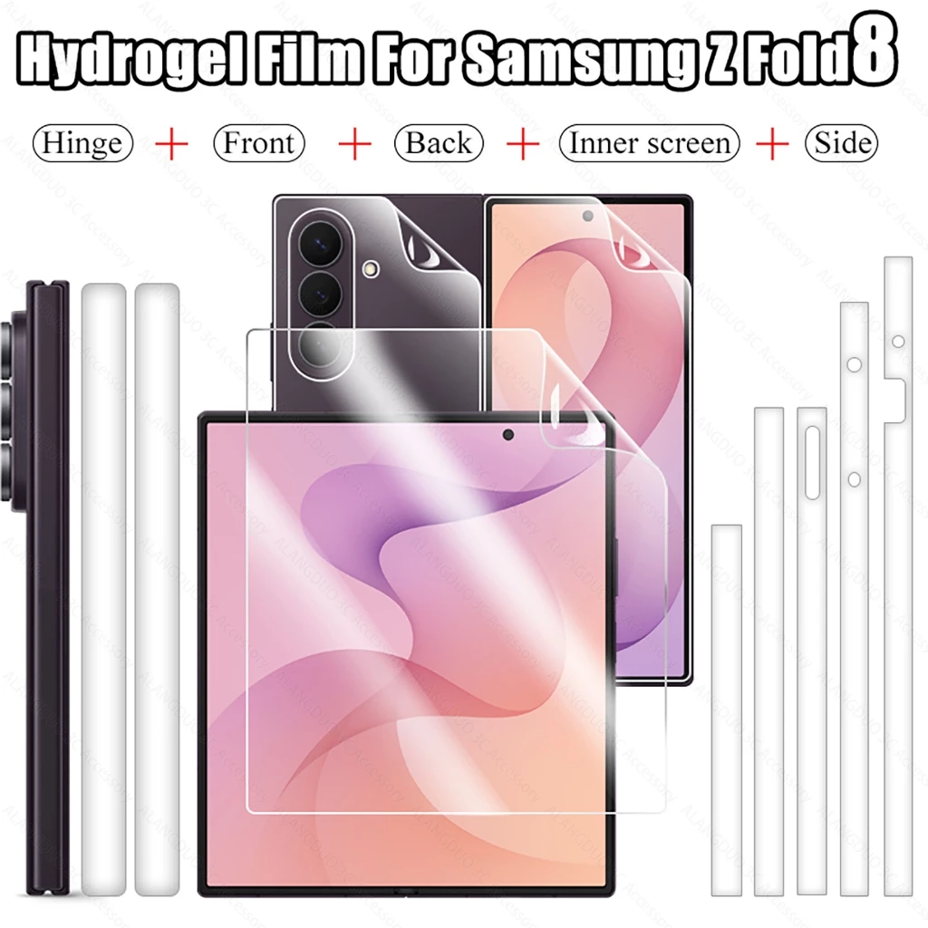 Fold8 ฟิล์มไฮโดรเจลสําหรับ Samsung Galaxy Z พับ 8 7 6 5 4 3 5G ด้านข้าง Soft HD บานพับป้องกัน Soft Anti-scratch ป้องกันหน้าจอสําหรับ ZFold8 Ultra Fold7 สติกเกอร์